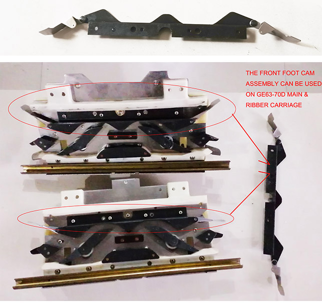 Front Foot Cam Assembly for Artisan Creative GE63-70D 7mm Metal Bed Knitting Machine Main Bed & Ribber