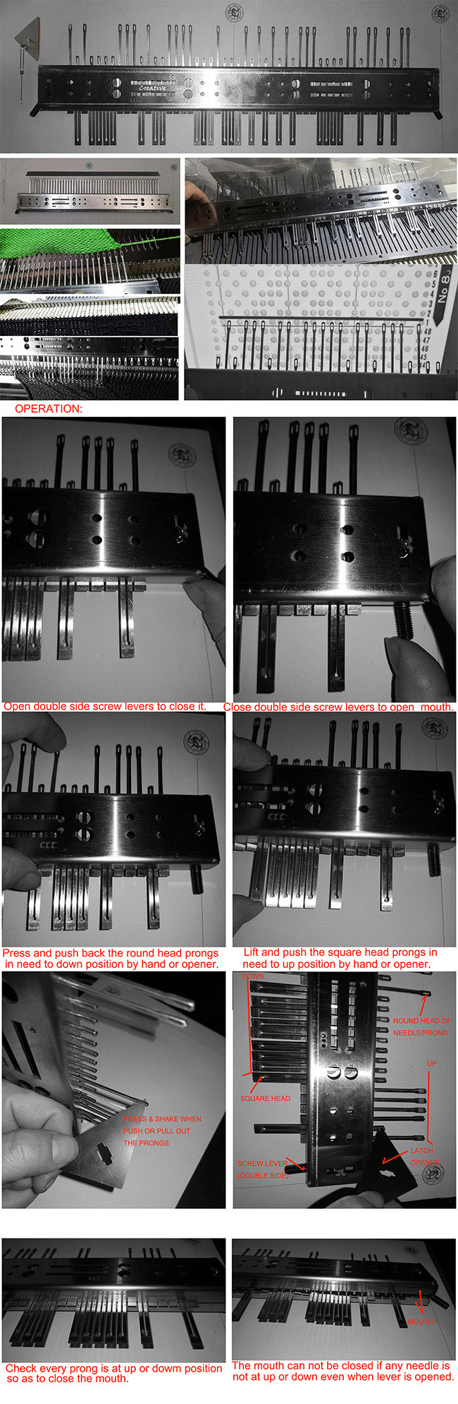 1X50 Adjustable Garter Bar Transfer Tool Pusher for 6.5mm or 3.5mm 3.6mm 4.5mm 5mm 6mm 7mm 8mm 9mm Knitting Machine